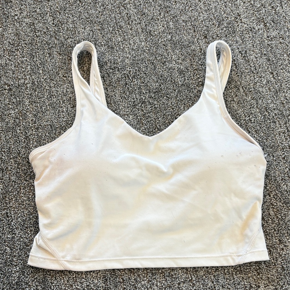 White padded athletic cropped tank top